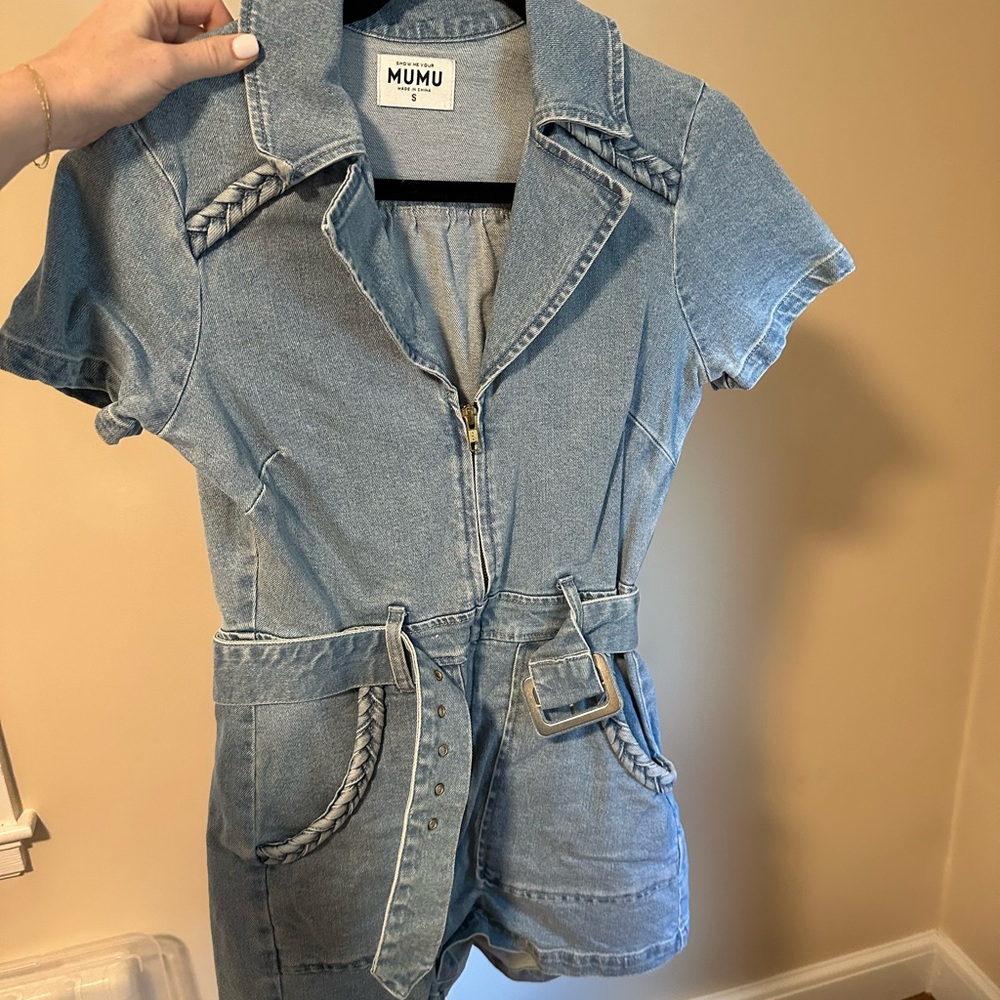 Show Me Your MuMu Blue Denim Jumpsuit - worn once